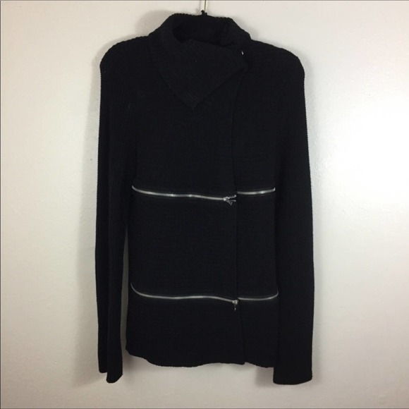 Rock & Republic Black Knit Sweater Zipper Detail - Picture 6 of 7